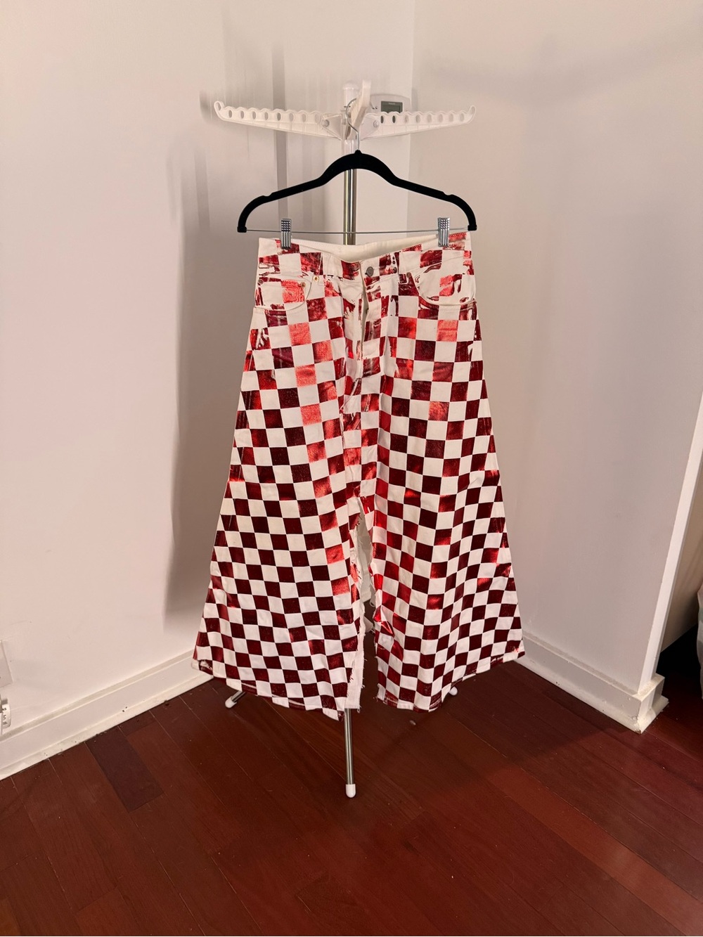 Maison Martin Margiela Red and White Checkerboard A-Line Maxi Skirt - Picture 2 of 7